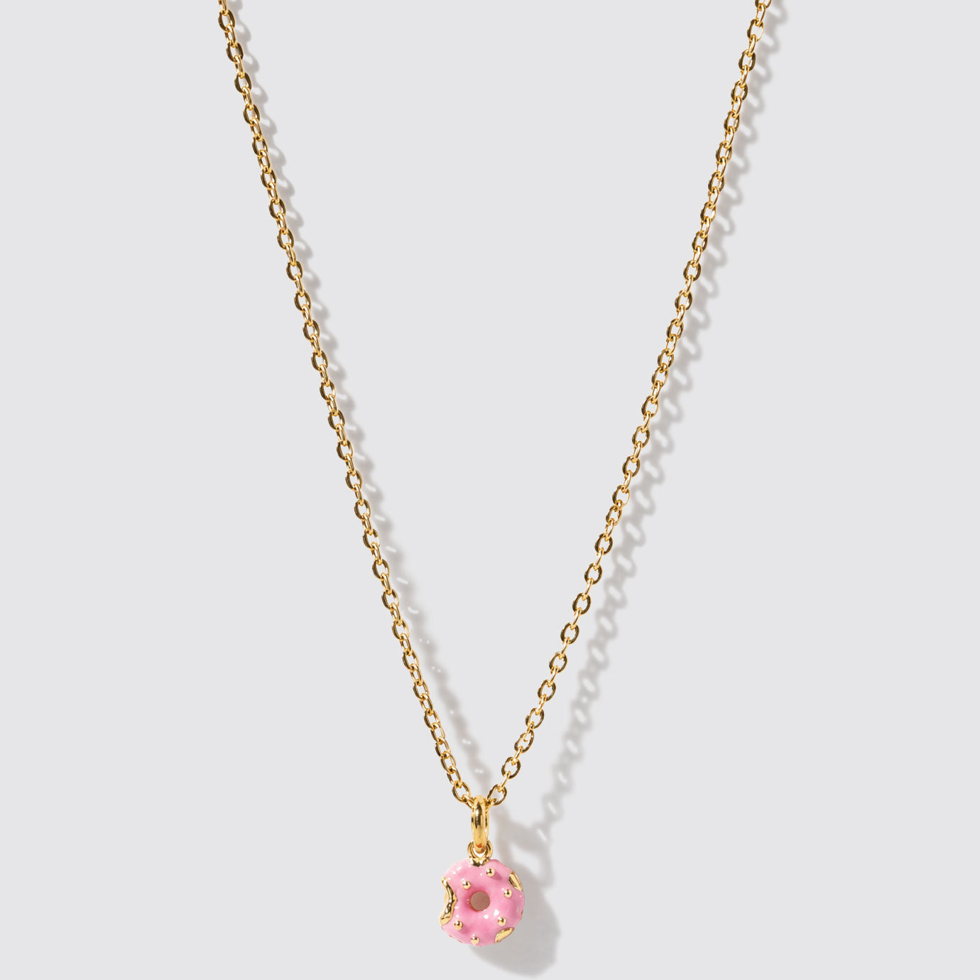 Mini Golden Necklace with Donut Pendant Stainless Steel