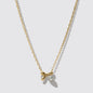 Mini Golden Necklace, Bow & Crystal Stone Pendant Stainless Steel