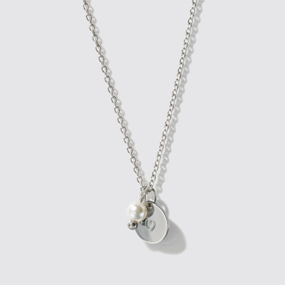 Mini Silvered Necklace, Heart Engraved Pendant &pearl Stainless Steel
