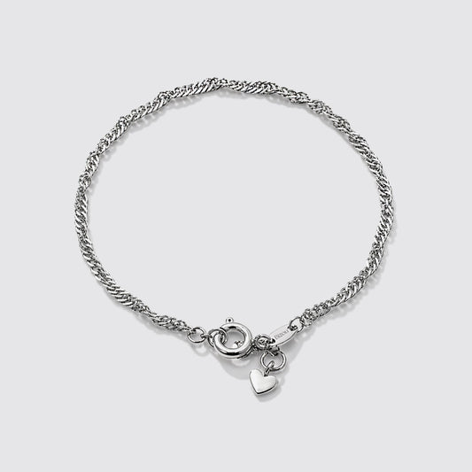 Mini Silvered Singapore Chain Bracelet Stainless Steel