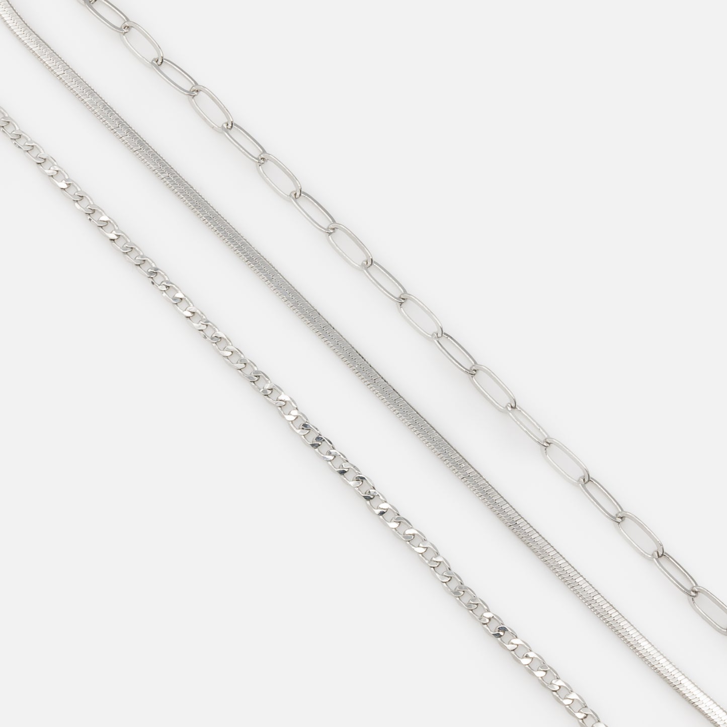 Ensemble de trois bracelets argentés à mailles délicates - PE231B03AR