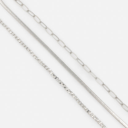 Ensemble de trois bracelets argentés à mailles délicates - PE231B03AR