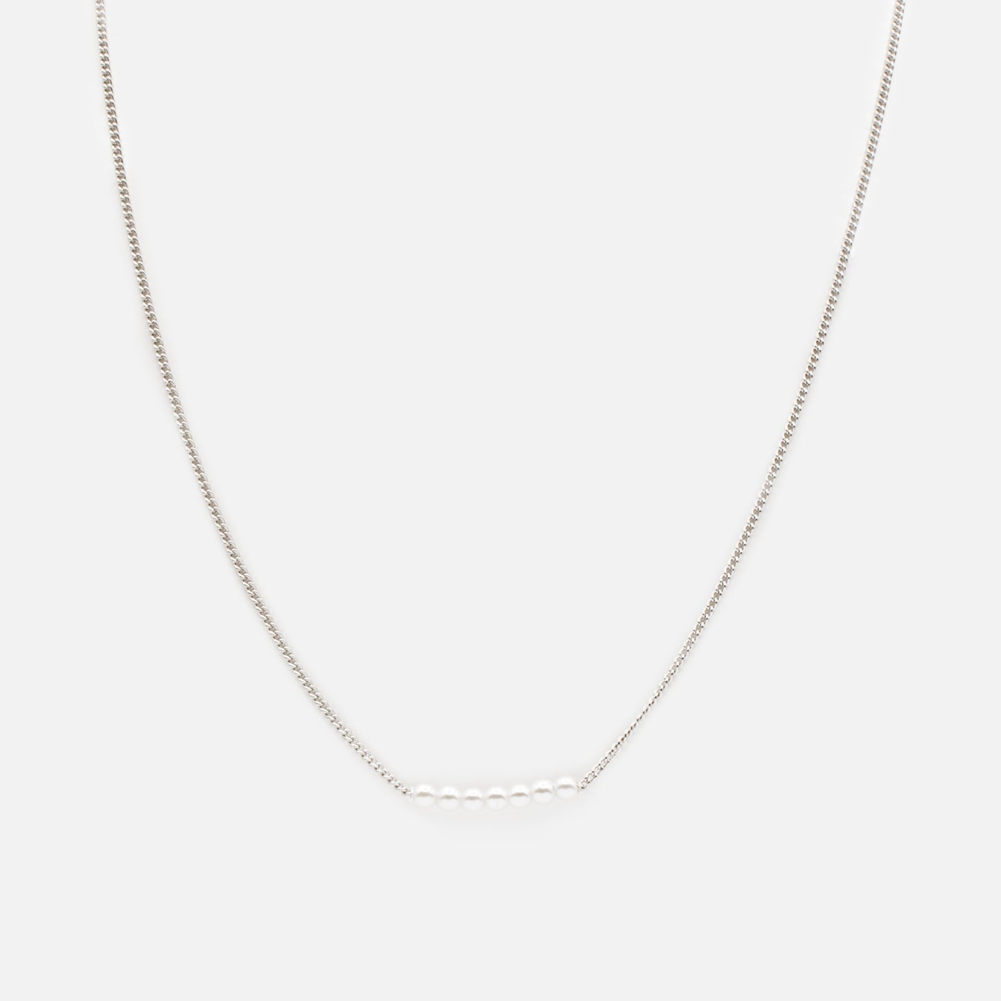 Ensemble de deux colliers argentés mailles en "s" & perles rondes - PL231N01AR