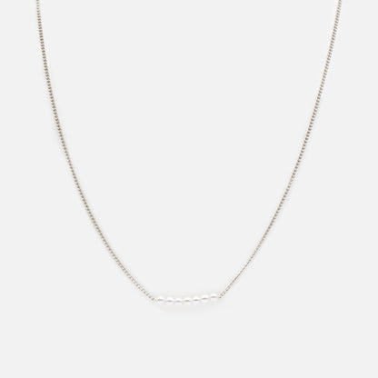 Ensemble de deux colliers argentés mailles en "s" & perles rondes - PL231N01AR