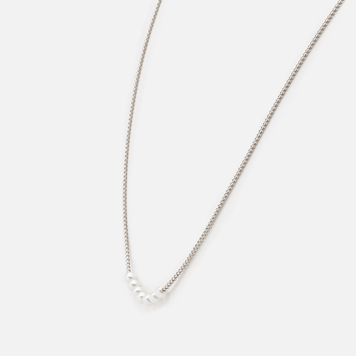 Ensemble de deux colliers argentés mailles en "s" & perles rondes - PL231N01AR