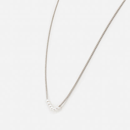 Ensemble de deux colliers argentés mailles en "s" & perles rondes - PL231N01AR