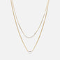 Collier doré double chaîne perle ronde deux formats - PL233N005DO