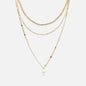Pearl & golden bead charm triple chain necklace - PL233N019DO