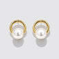 Gold-Tone Hoop Earrings with Pearl