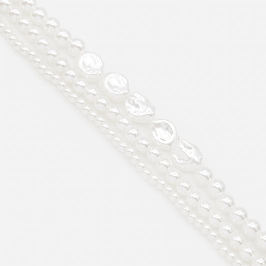 PL253B024GL - Three row bracelet with varied pearls