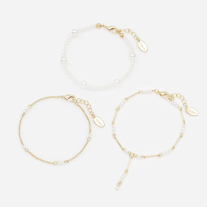 Golden bracelet trio with pearls - PL253B026GL