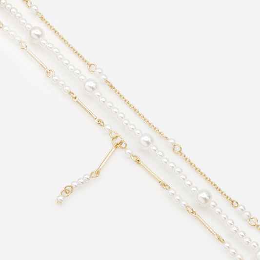 Golden bracelet trio with pearls - PL253B026GL