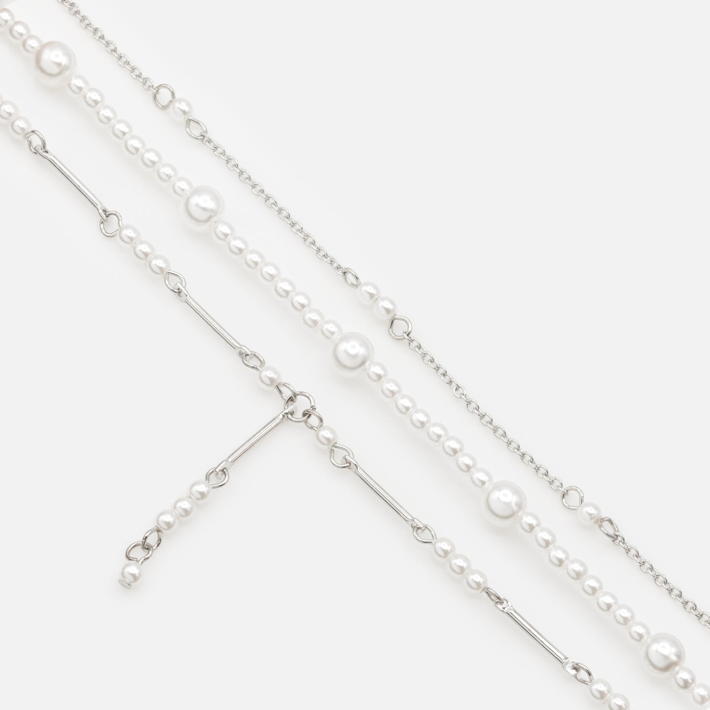 Silvered bracelet trio with pearls - PL253B027SL