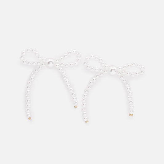 PL253E001GL - Bow shaped earrings made of pearls