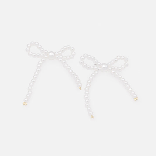 PL253E001GL - Bow shaped earrings made of pearls