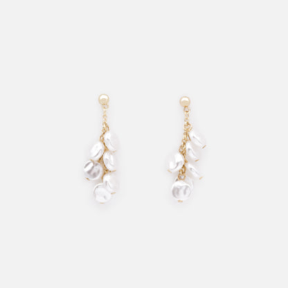 PL253E003GL - Boucles d'oreilles dorées tombée de perles plates
