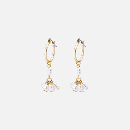 PL253E004GL - Boucles d'oreilles anneaux dorés longue breloque de perles