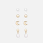 PL253E007GL - Set of golden moon earrings & pearls
