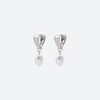 Boucles d'oreilles huggies argentées triangulaires breloque perle - PL253E008SL