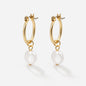 Boucles d'oreilles anneaux dorés breloque perle plate - PL253E009GL