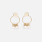 PL253E010GL - Boucles d'oreilles dorées cercle texturé avec frange de perles