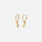 PL253E011GL - Boucles d'oreilles huggies dorées breloques fleur & perle ronde