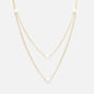 Golden double chain necklace with round pearls - PL253N015GL