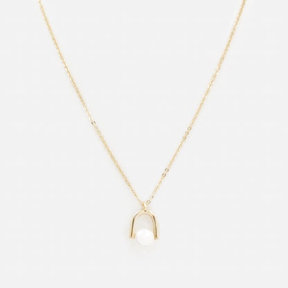 PL253N020GL - Collier doré breloque cloche avec perle ronde
