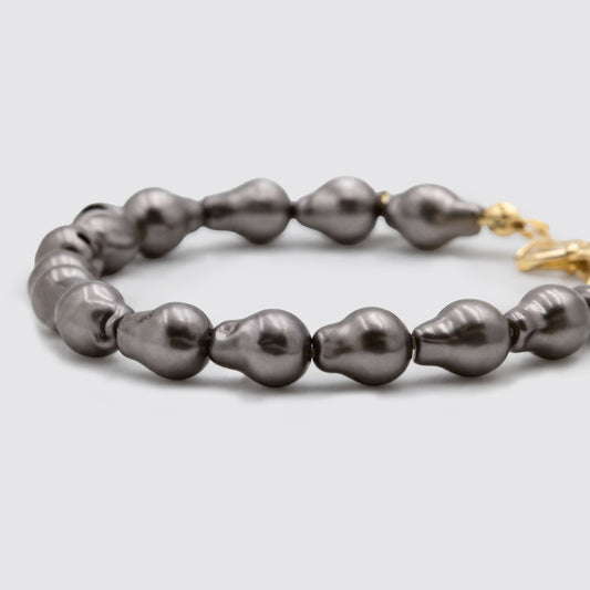 Dark Grey Baroque Pearl Beaded Bracelet