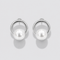 Silver-Tone Hoop Earrings with Pearl