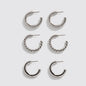 Set of 3 Silver-Tone Hoop Earrings