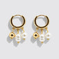 Gold-Tone Hoop Earrings with Trio of Dangling Charms