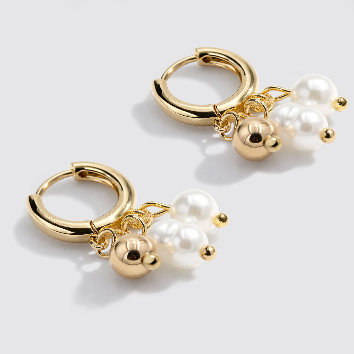 Gold-Tone Hoop Earrings with Trio of Dangling Charms