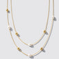 Golden Double-Row Necklace with Pearls and Beads