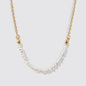 Delicate Golden Necklace with Asymmetric Pearl Row