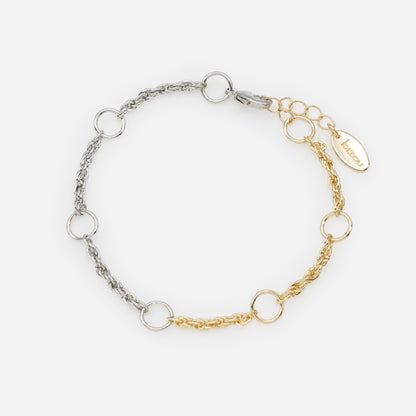 PR253B034MM - Bracelet deux tons torsade & cercles vides