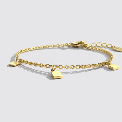 Gold-Tone Charm Bracelet with Small Square Charms