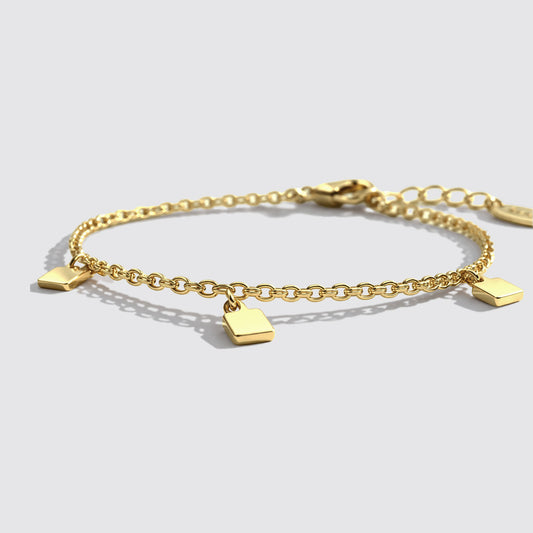 Gold-Tone Charm Bracelet with Small Square Charms