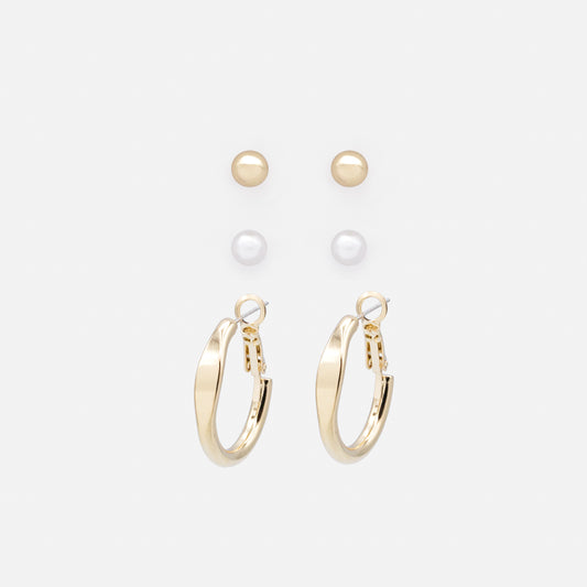 PR253E001GL - Set of golden earrings & pearls