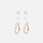 PR253E001GL - Ensemble de boucles d'oreilles dorées & perles
