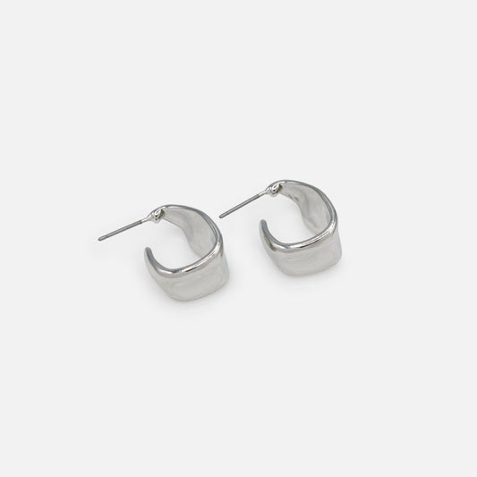 PR253E006SL - Unperfect silvered hoop earrings