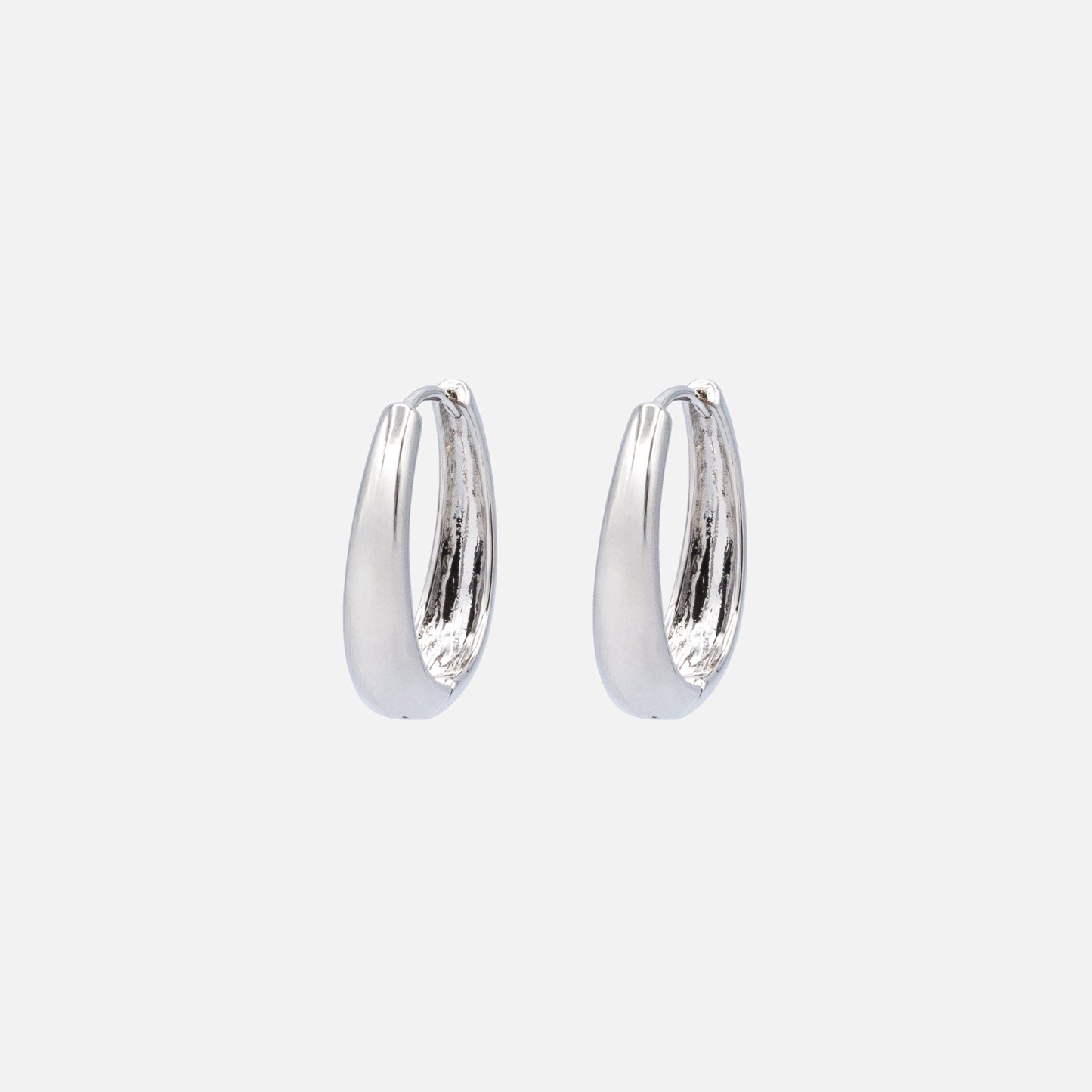 Boucles d'oreilles anneaux argentés ovales - PR253E010SL