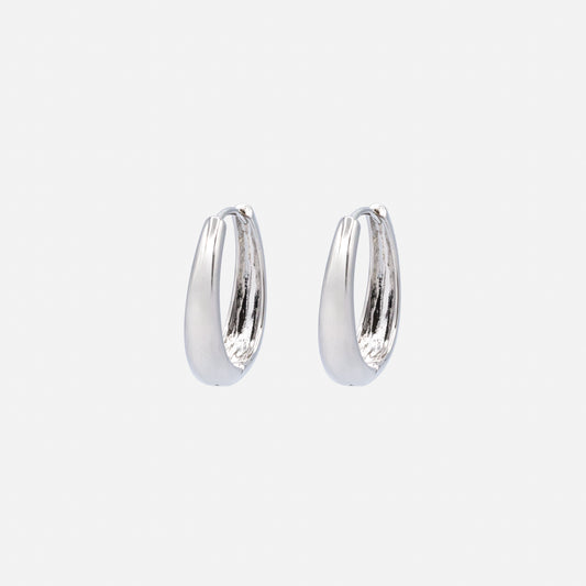 Oval silvered hoop earrings - PR253E010SL