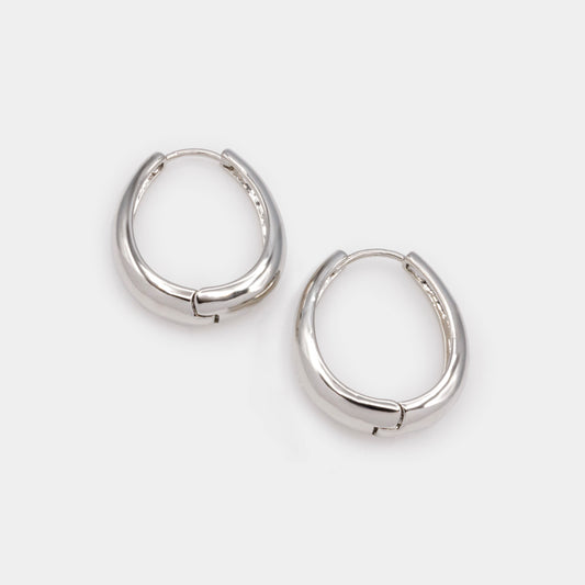 Oval silvered hoop earrings - PR253E010SL