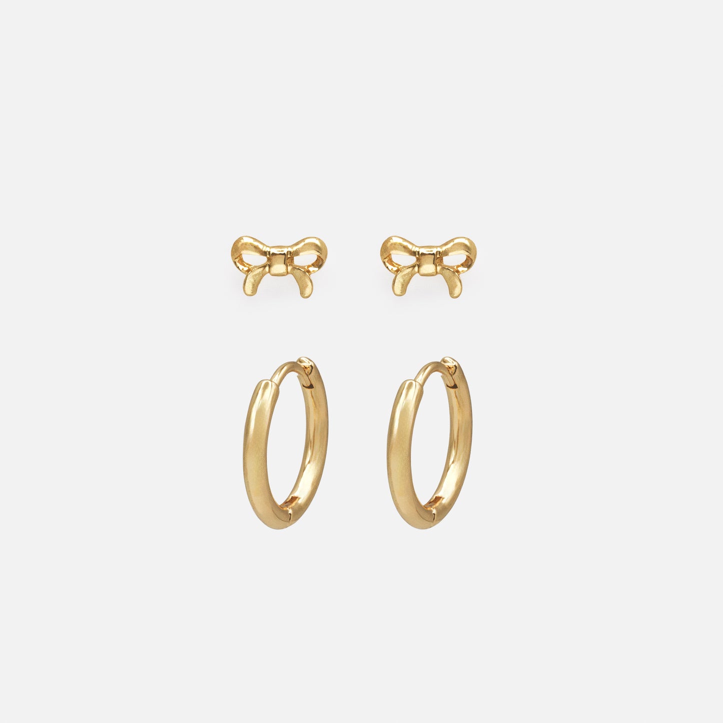 Duo de boucles d'oreilles dorées petites boucles & huggies - PR253E016GL