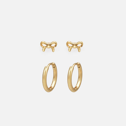 Duo de boucles d'oreilles dorées petites boucles & huggies - PR253E016GL