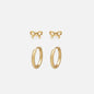 Duo de boucles d'oreilles dorées petites boucles & huggies - PR253E016GL