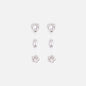 PR253E017SL - Trio de délicates boucles d'oreilles argentées avec zircons cubiques