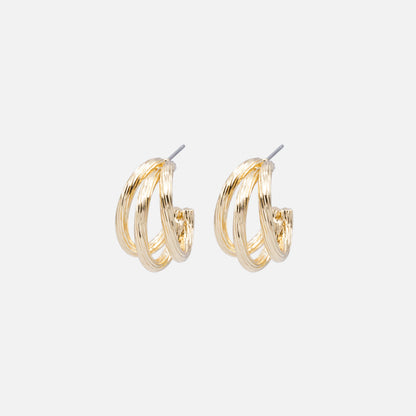 PR253E018GL - Boucles d'oreilles triple anneau doré à rainures