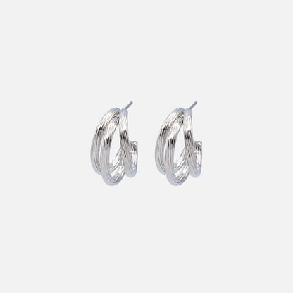 PR253E019SL - Boucles d'oreilles triple anneau argenté à rainures